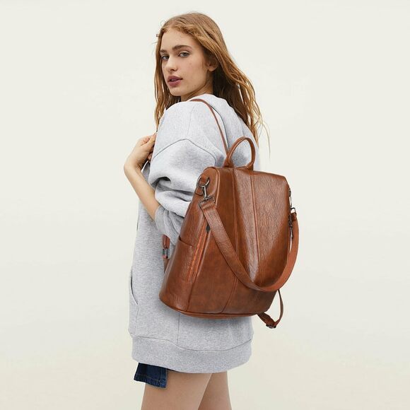 6170 Backpack Purse PU Leather Anti-theft Casual Shoulder Bag Convertible main image 4